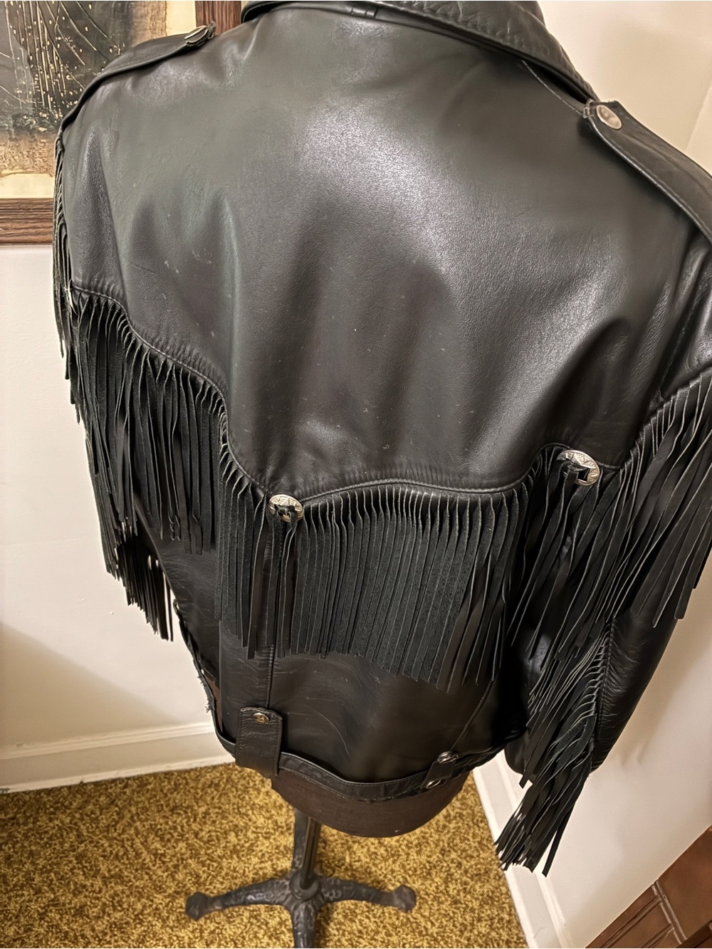 Vintage Reed Sportswear Fringe Leather Jacket with Conchos - Picture 3 of 15